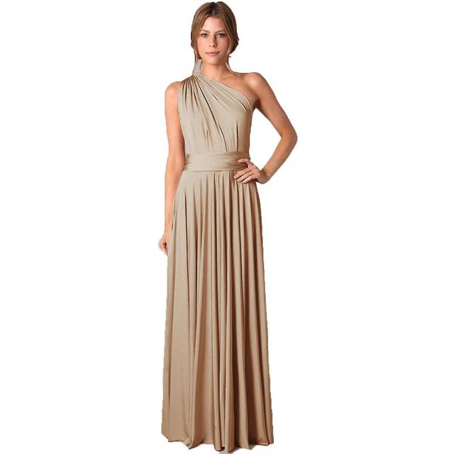 (XL, Champagne) Womens Sexy Backless Sleeveless Off Shoulder Cocktail Dress Bandage Cross Bridesmaid Long - Jxlgv