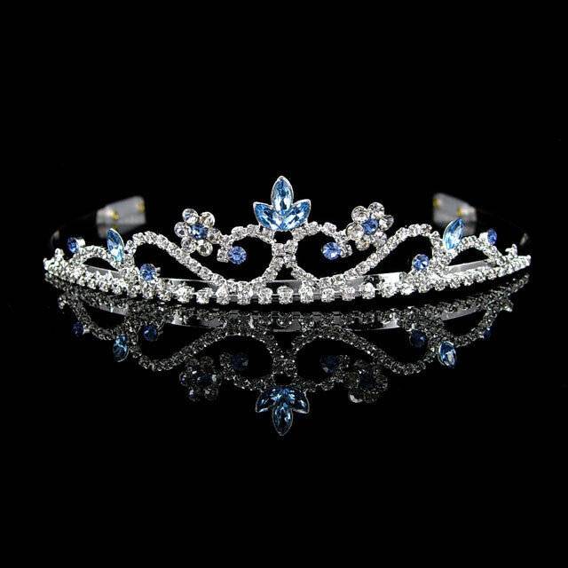 3cm Tall Wedding Bride Bridemaid Light Blue Crystal Tiara Crown Combs For Women