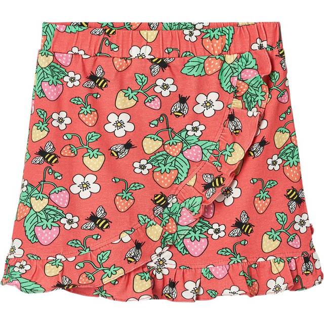 Småfolk Kjol - Rosa Punch m. Jordgubbar - Småfolk - 4-5 år (104-110) - Kjol