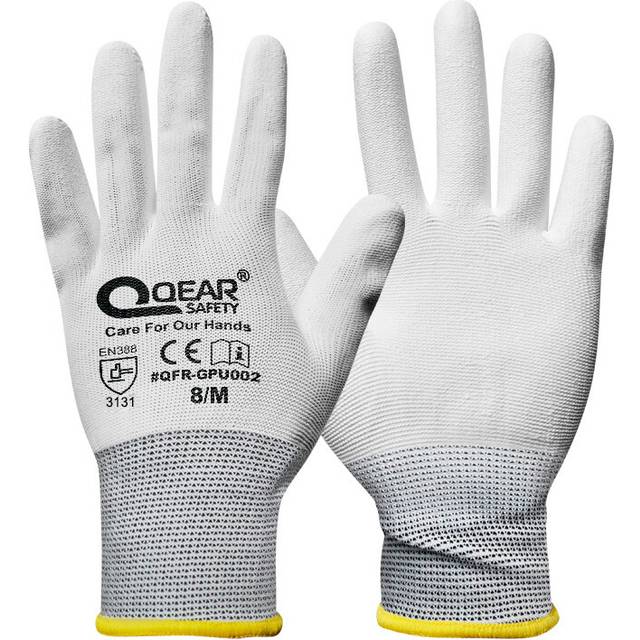 (White 12 Pairs) 12 Pairs PU Thin Work Safety Gloves, Multi-Function, Light-Weight, Anti-Slip,