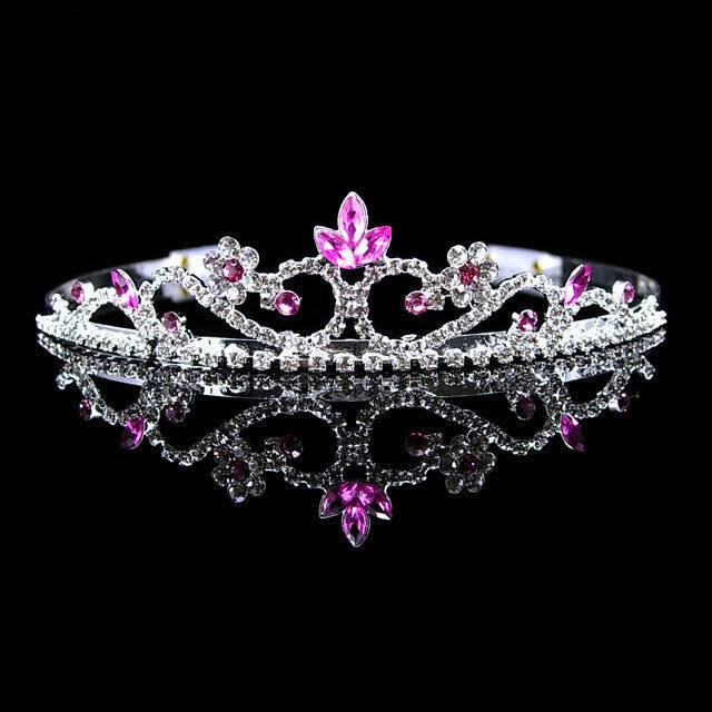 3cm Tall Pink Crystal Wedding Princess Prom Queen Tiara Crown Comb For Women