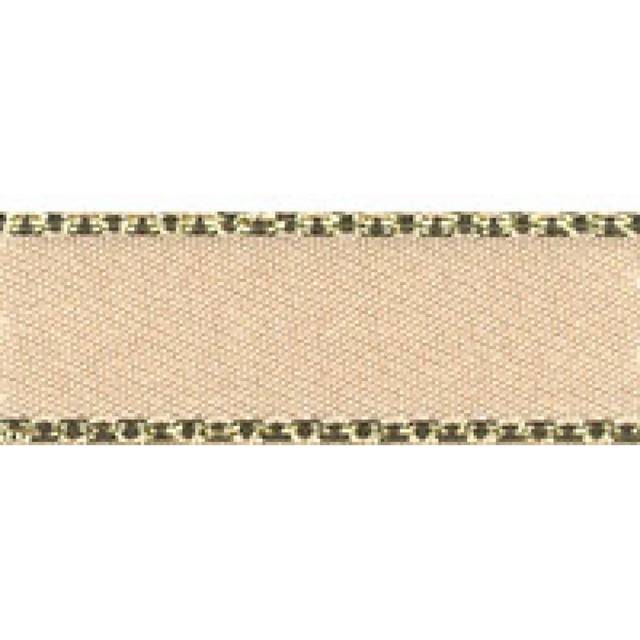 Berisfords Gold Edge Satin Ribbon 50 Cream - 3mm - per metre