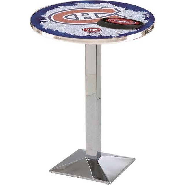 Holland Bar Stool L217C3636MonCan 36 in. Montreal Canadiens Pub Table with 36 in. Top, Chrome