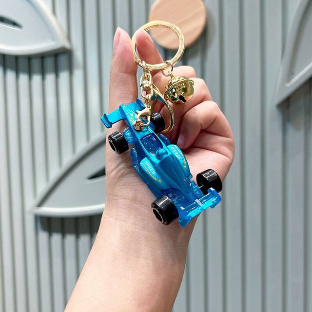 (StyleM) Transparent Creative Alloy Small Car Keychain Mini Racing Toy Model Keyring