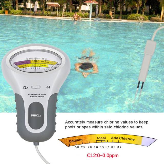 PC102 Portable Water Quality Tester Digital 2 in 1 PH & Chlorine Level CL2 Meter Detector for PC102 white