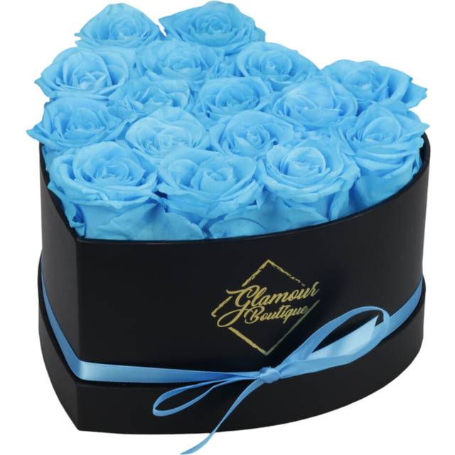 GLAMOUR BOUTIQUE 16-Piece Flowers Forever Heart Shape Box - Preserved Roses  Immortal Roses That Last A Year - Rose Eternal Preserved Flowers for Deli