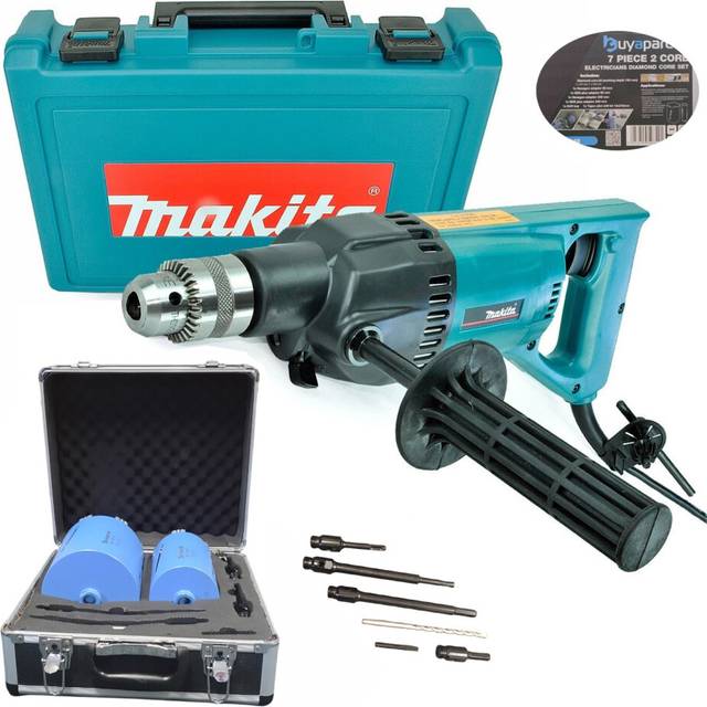 Makita 8406 Diamond Core Drill Rotary Percussion 110V Electricians 7PC Core Set