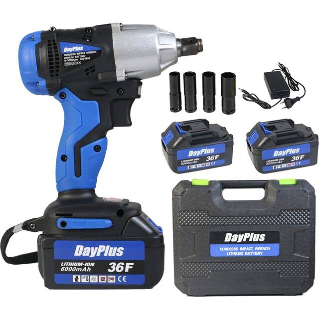 Cordless Electric Impact Wrench with Two Batteries 6.0Ah Lithium-Ion