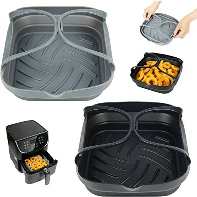 BYKITCHEN Square Air Fryer Liners Silicone,2 Pcs Foldable Airfryer Liners Reusable, Fit for 4.7L to 8L Basket, Air Fryer Accessories for Tower,