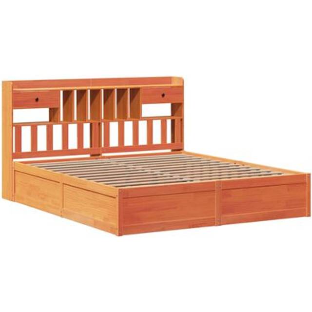 Vidaxl Bed Frame Without Mattress Wax Brown 180x200 Cm Super King Solid Wood Pine