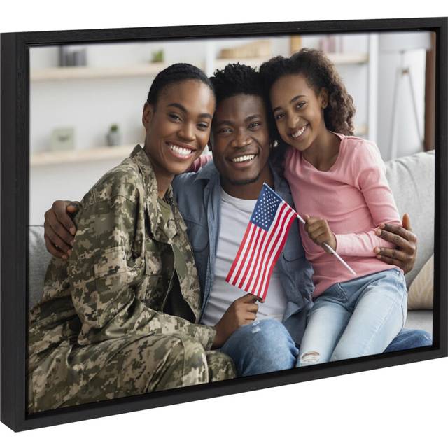 Kate and Laurel Sylvie Custom Printed Framed Canvas Wall Art  24x18 Black  Personal Canvas Print with Your Photos for Bedroom or Living Room Gallery W