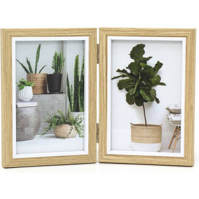 White trim double wooden photo frame | freestanding 2 aperture picture frame 6x4
