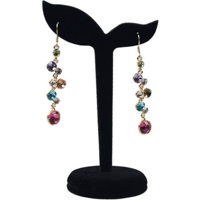Velvet Earring Display Stand Props Stud Earrings Holder Rack Storage 12CMx7CM(Black)
