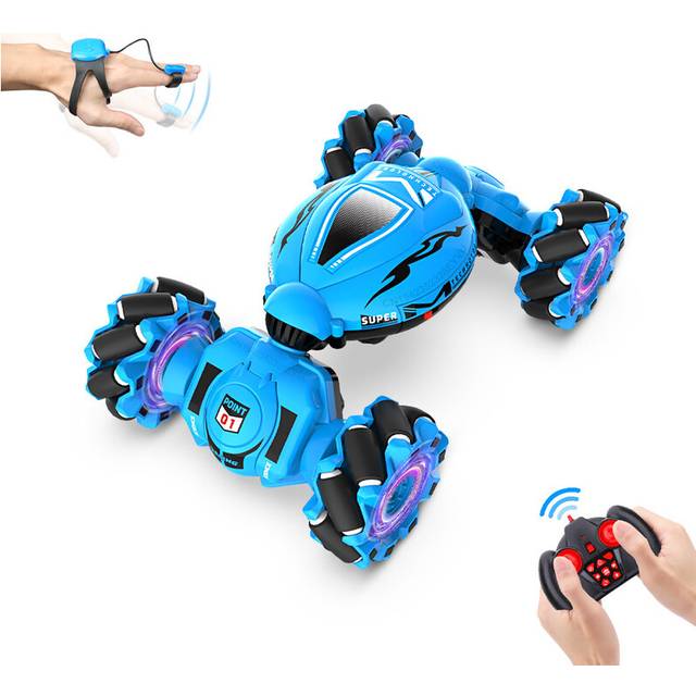 (Deep Blue) 4WD Drift Stunt Car 1:18 Remote Control Car with Music Light RC Cars Off Road On Road Watch Gesture
