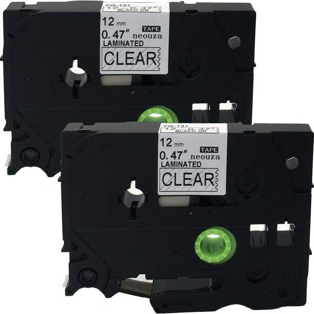 2PK Black on Clear Label Tape Compatible for Brother TZ 131 TZe 131 12mm P-Touch 8m ACD.auto
