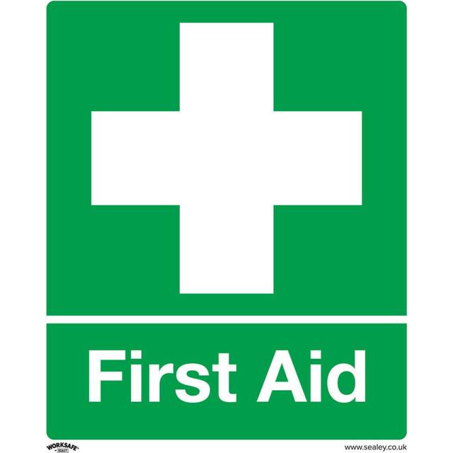 10x FIRST AID Health & Safety Sign - Rigid Plastic 250 x 300mm Warning Plate