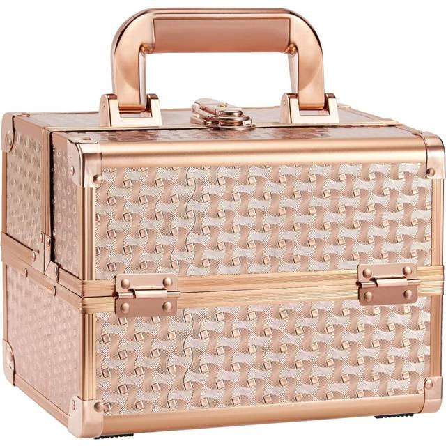 Frenessa Makeup Box Cosmetic Case Organiser Beauty Storage Train Case Vanity Box with Mirror Lockable with