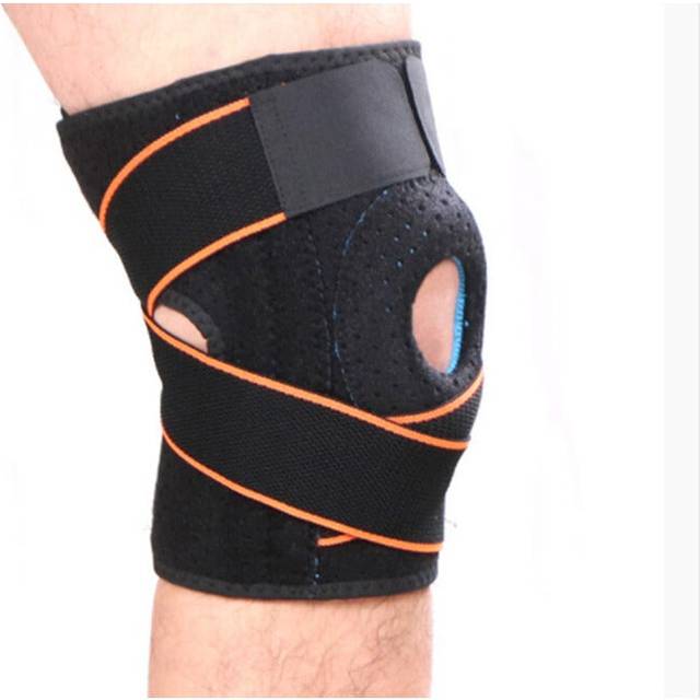 (Orange) Knee Brace With Side Stabilizers Patella Gel Pads For Support