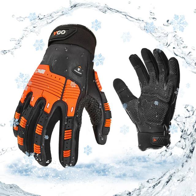Winter Work Gloves Men Waterproof, Warm Heavy Duty Gloves Touchscreen Anti Impact Utility for Warehouse Mechanics Carpenter Trucker in Cold Weather