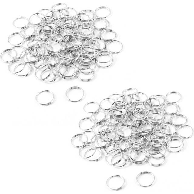 10mm Dia Silver Tone Metal Split Loop Key Rings Holders Replacement 160 Pcs