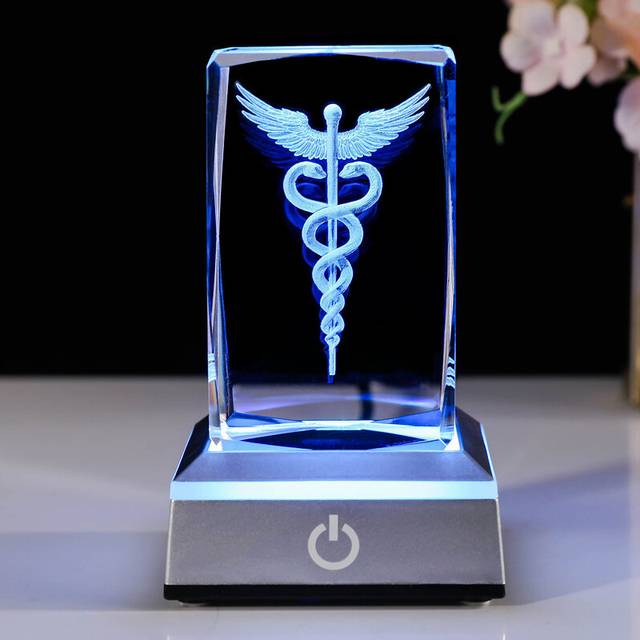 (Snake) 3D Crystal Engrave Virgin Mary Figurine Statue with LED Base Catholic Gifts for Friend Women Religious Presents Ornament for Home