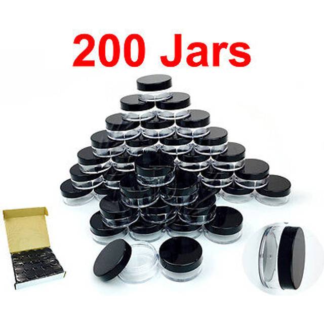 (Quantity: 100 Pieces) Beauticom 10G/10ML Round Clear Jars with Black Lids for Scrubs  Oils  Salves  Creams  Lotions - BPA Free