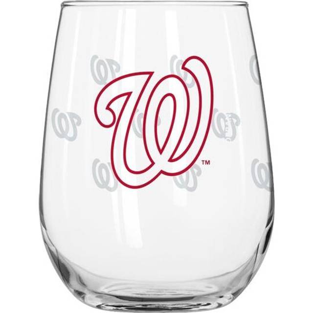 Logo Brands 518-G16CB-10 Washington Nationals 16 oz Satin Etched Curved Beverage Glass