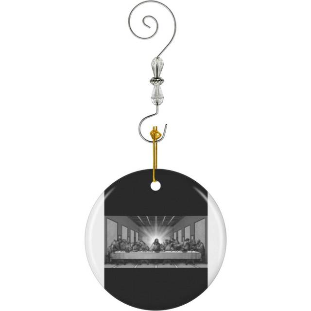 (Last Supper Jesus Christ,Leonardo Da Vinci Painting_9706) Christmas Ornaments Ceramic with Crystal Hook Xmas Handmade Tree Decorations KeepsakeÂGift