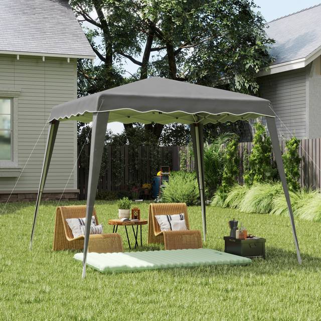 Outsunny Garden Pop up Gazebo Tent Party Water-resistant 2.5 x 2.5M Grey, Grey