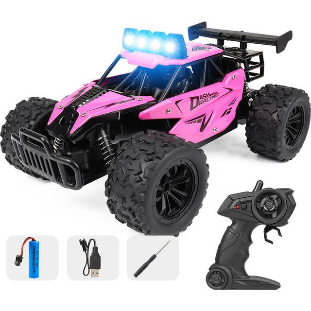 (Pink) 1:16 Remote Control Car Off Road Drift With LED High-Speed Rc Car Climbing Vehicle Trucks 2.4G Children