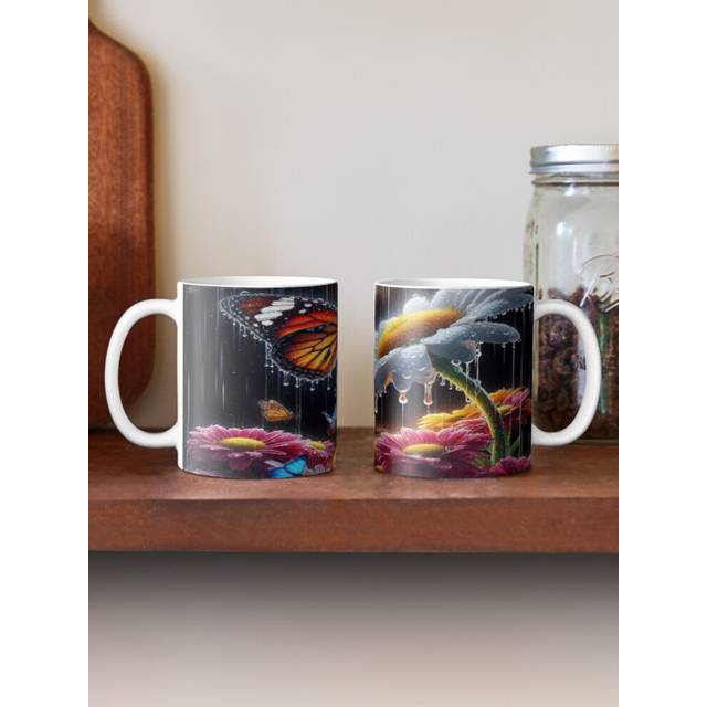 (Butterflies in the rain-9511) Coffee Mugs 11oz Self-love Ceramic Mug Cute Novelty Christmas Gifts