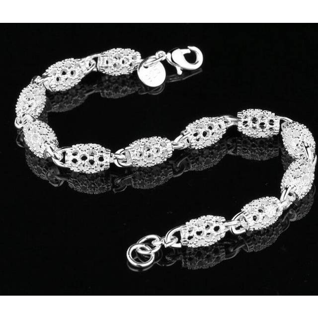 (Gray) New High Quality S925 Sterling Silver 4MM Women Men Chain Male Twisted Rope Bracelets Fashion Silver Jewelry