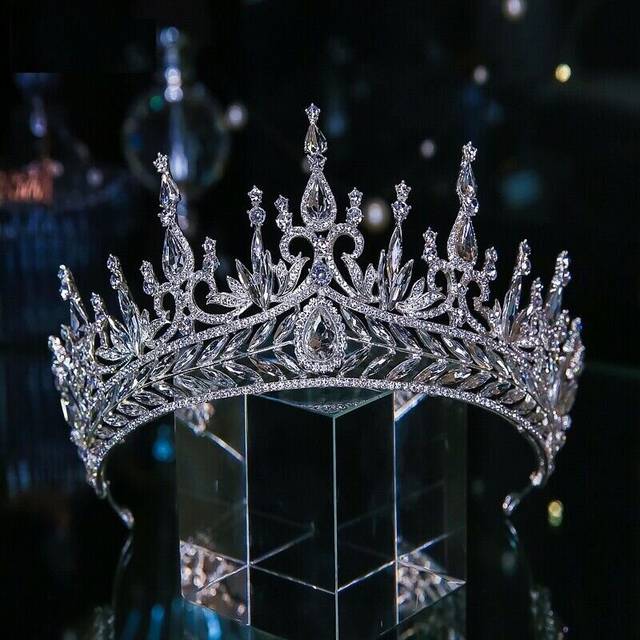 8cm Tall Large Crystal Tiara Crown Wedding Bridal Queen Princess Prom For Women