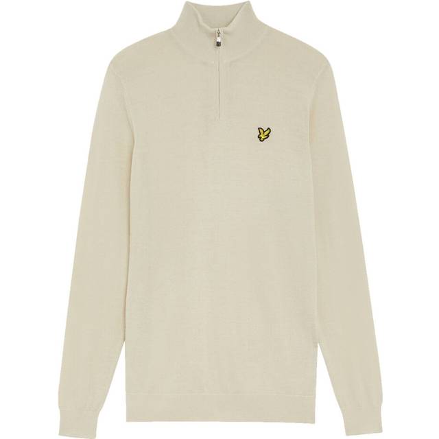 Lyle & Scott, Stickade tröjor & koftor, Herr, L, Mid Knits Golf Quarter Zip Merino Jumper - beige (L)