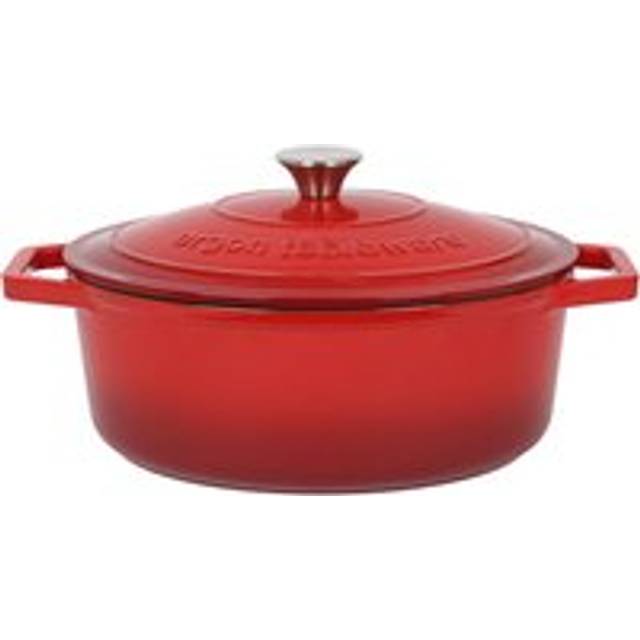 4.68L Oval Cast Iron Casserole Dish - Red Ombre