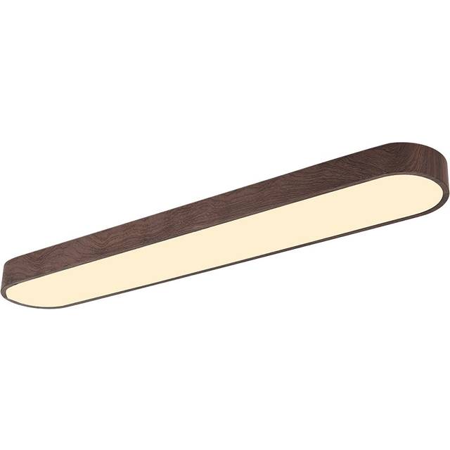 Bretton Rustic Modern Round-Corner Rectangle LED Flush Mount Ceiling Light - Walnut (12.7cm H X 228.6cm W X 38.1cm D)