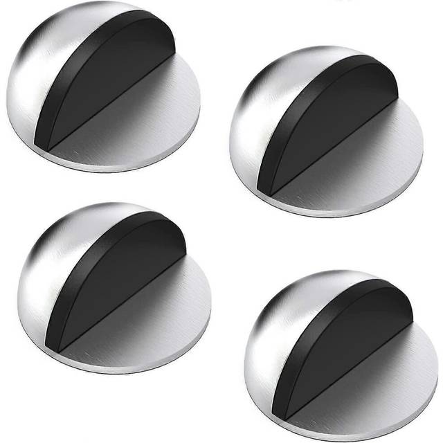(As show, One size) Door Stops, Set Of 4 Stainless Steel Door Stops And Stoppers With Rubber Bumpers, Adhesive Door Stopper For All Hard Floors