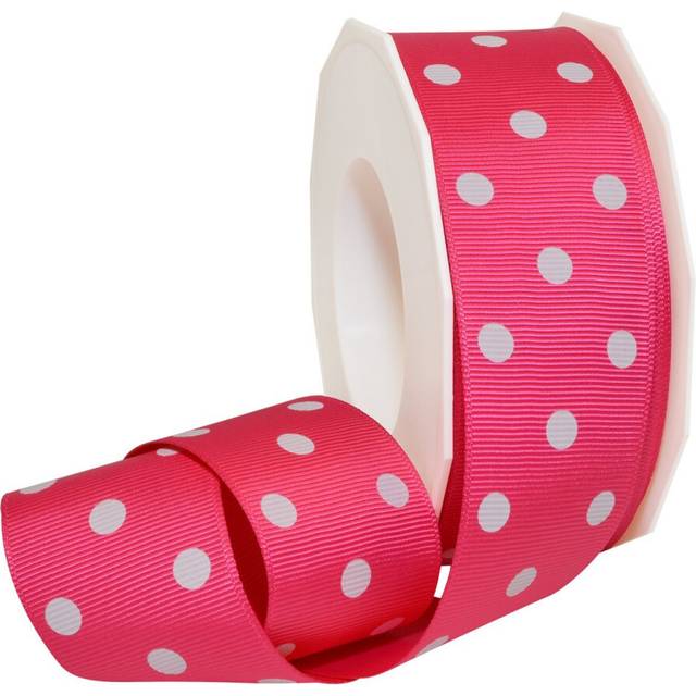 "Morex Ribbon Grosgrain Ribbon  1 1/2"""" x 20 yd  Socking Pink with Whit"