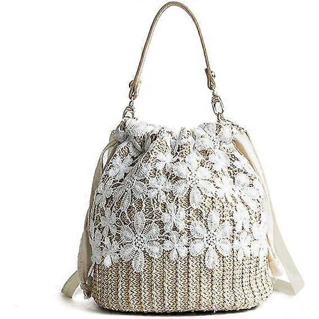(As show, One size) Straw Crossbody Bag, Women Beach Shoulder Summer Top Handle Crossbody Round Purse Ladies Woven Fashion Crochet
