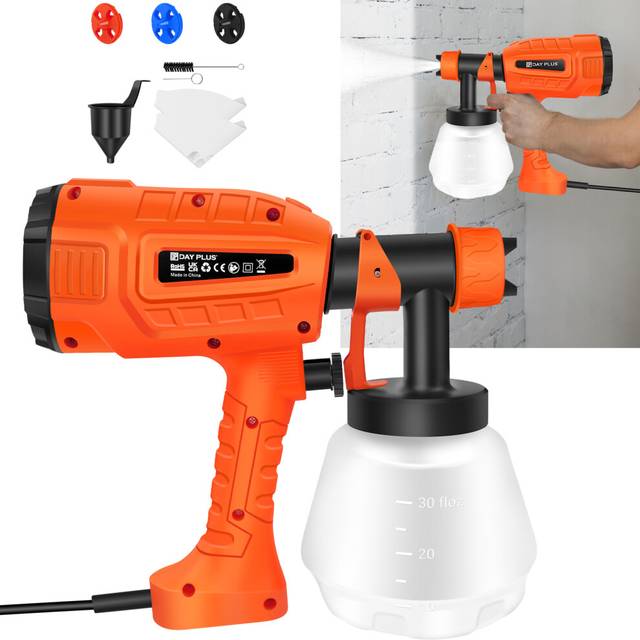 Handheld Paint Sprayer Electric Sprayer Gun for Wall Ceiling Floor/Wood Metal Paint -1000ml Cup Capacity, Adjustable Flow for Even Coverage