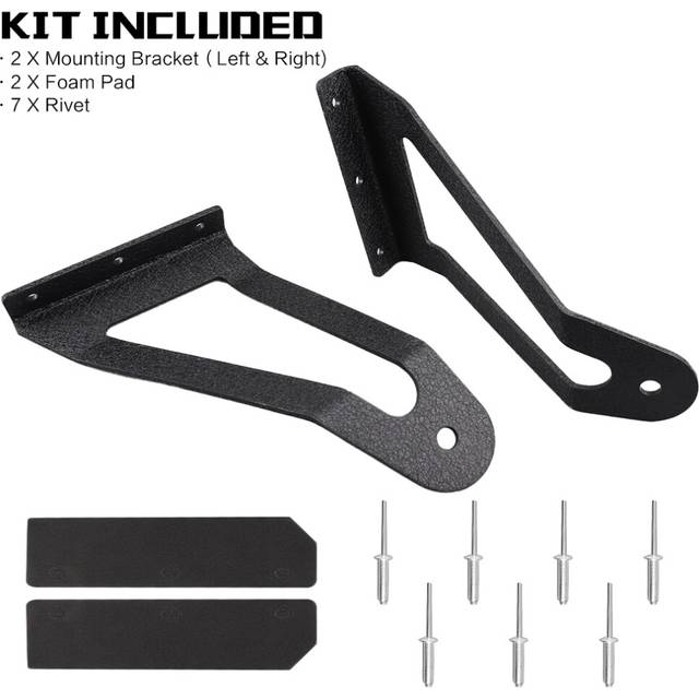 Curved 50 Bar Led Light Upper Windshield Bracket Mount Holder for 1986-1992