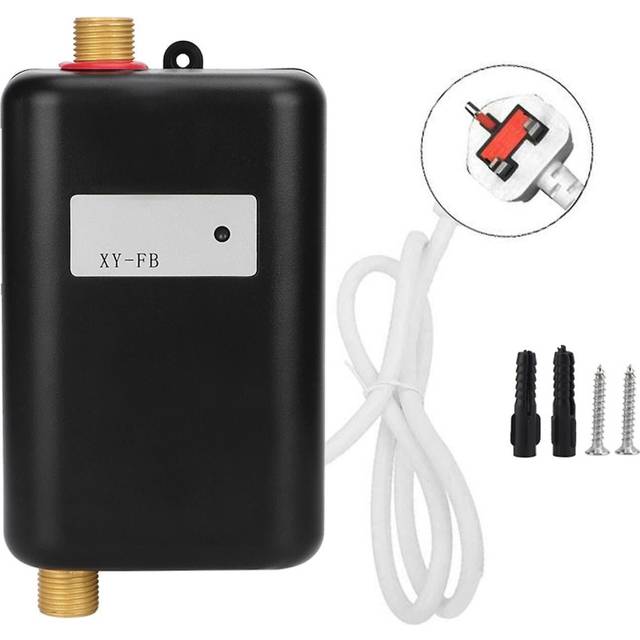 Household Dual Use Regulator Intelligent Kitchen Water Heater Mini Rapid Heating Machine With Indicator Light Black(uk Plug 220v 3000w )