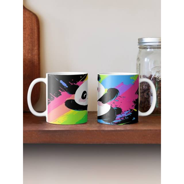 (Cute Cartoon Panda-182) Coffee Mugs 11oz Cosmic Wave Space Pattern Ceramic Mug Cute Novelty Christmas Gifts