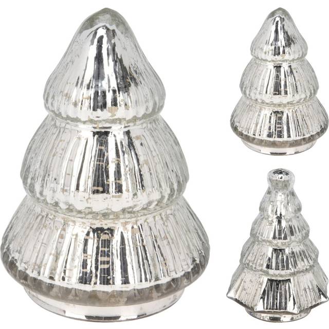 Silver Glass Christmas Tree | Freestanding Mottled Gold Tree Ornament - 13cm