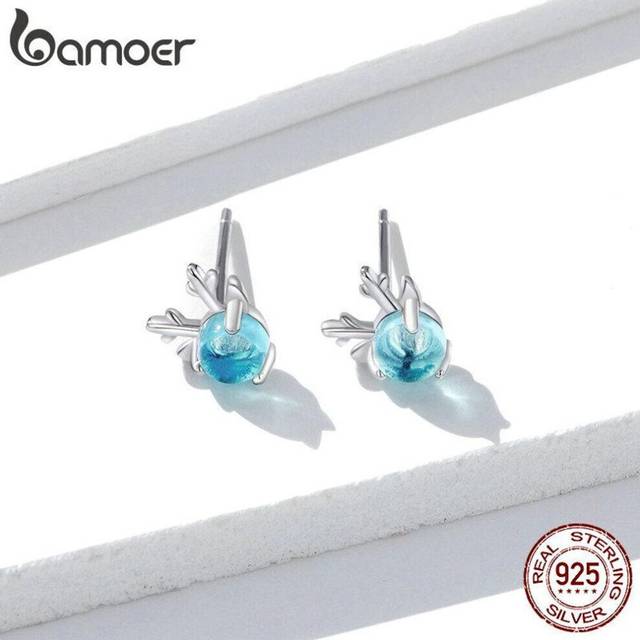(BSE210) Bamoer Real 925 Sterling Silver Elk Girl Earings Precious Jewelry Women Earings Gift