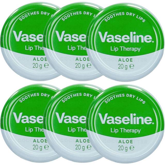 Vaseline Lip Therapy ALOE VERA Petroleum Jelly 6-Pack - 20g Tins - Xshows