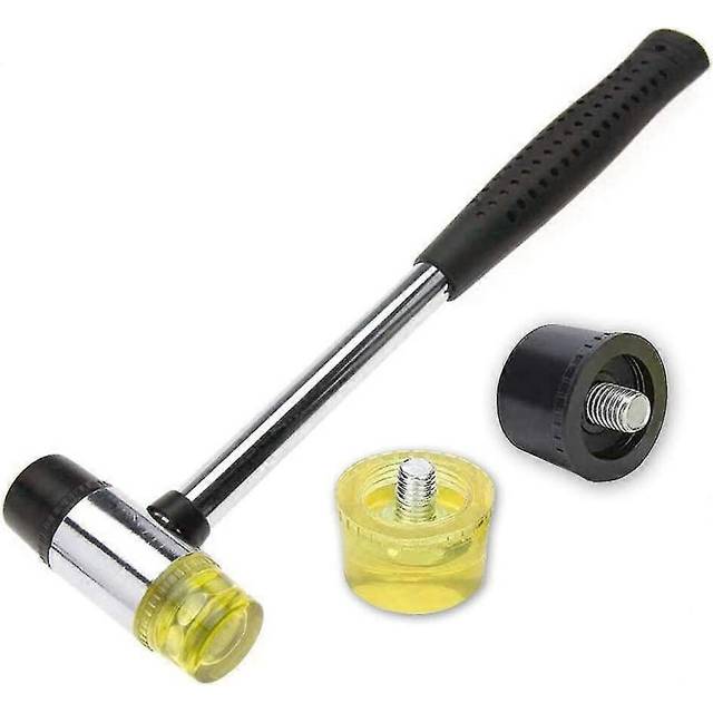 (As show, One size) rubber hammer, 25mm nylon small rubber hammer with 2 spare hammer heads