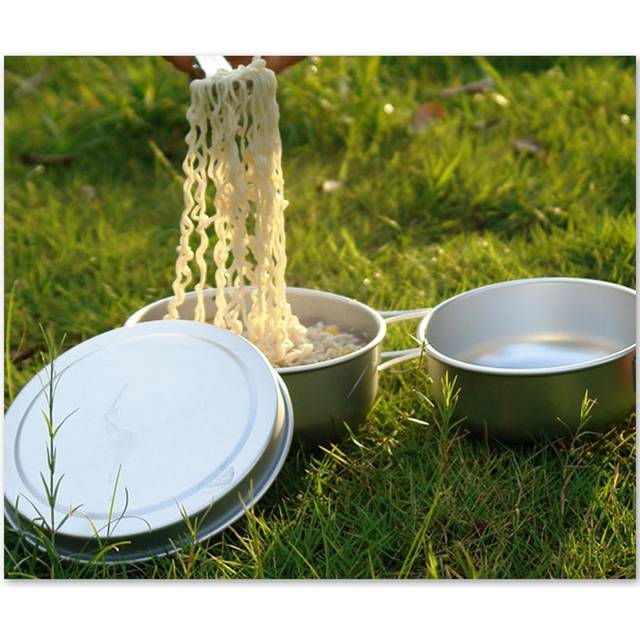 Camp Plates And Bowls Sets Backpacking Picnic Cooking Bowl Ultra-lightweight silver