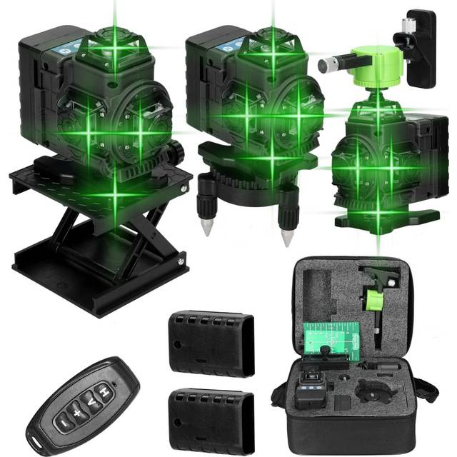 (Black EU) 16 Lines Laser Level 3 Self-leveling Function Leveling Tool Omnidirectional Ground Wall Sticker Home Improvement Laser Level