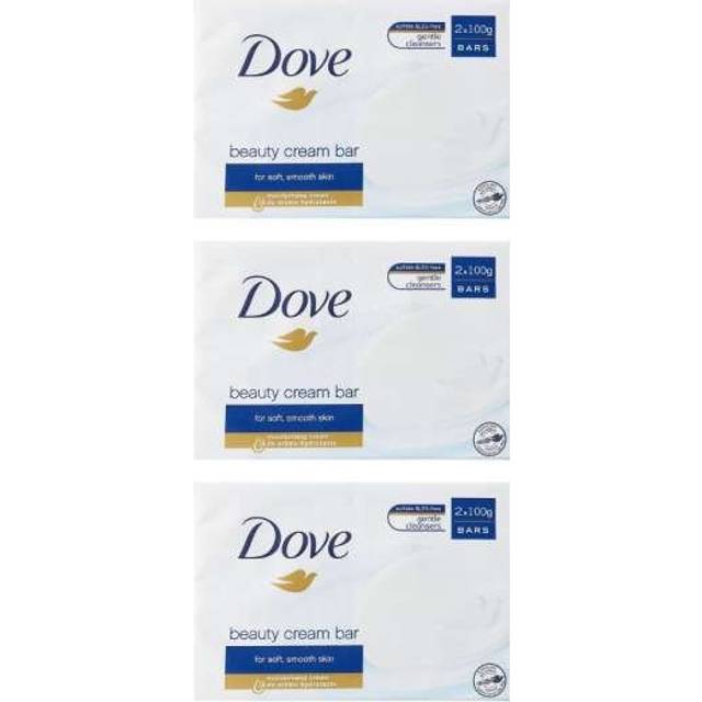 Dove Original Beauty Cream Bar, 2x100g (Pack of 3)